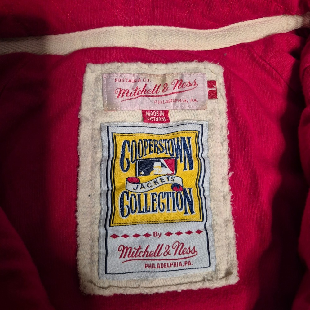 Philadelphia Phillies Hoodie Jacket Mitchell & Ness Cooperstown Mens L Cream MLB - Picture 9 of 12